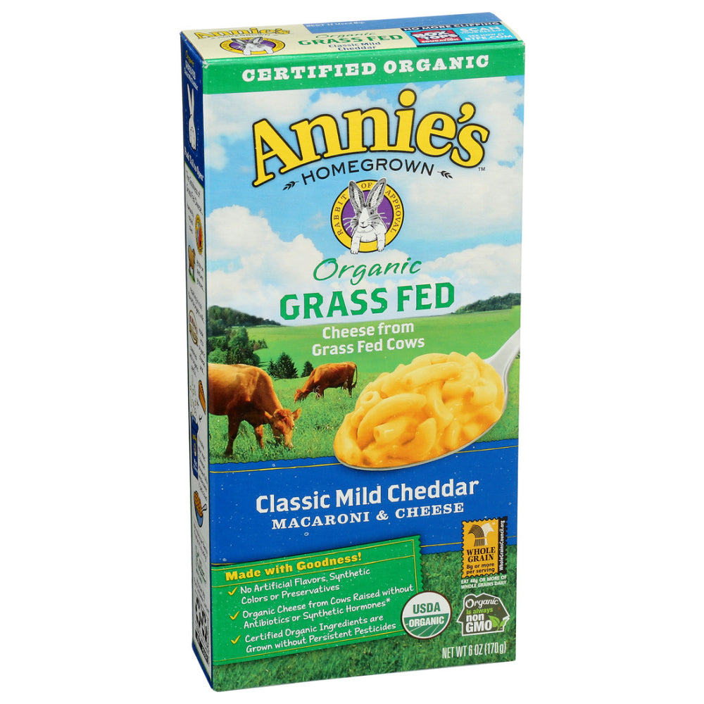 Annie's Homegrown, Macaroni And Cheese Organic Grass Fed Classic Mild Cheddar, 6 Oz