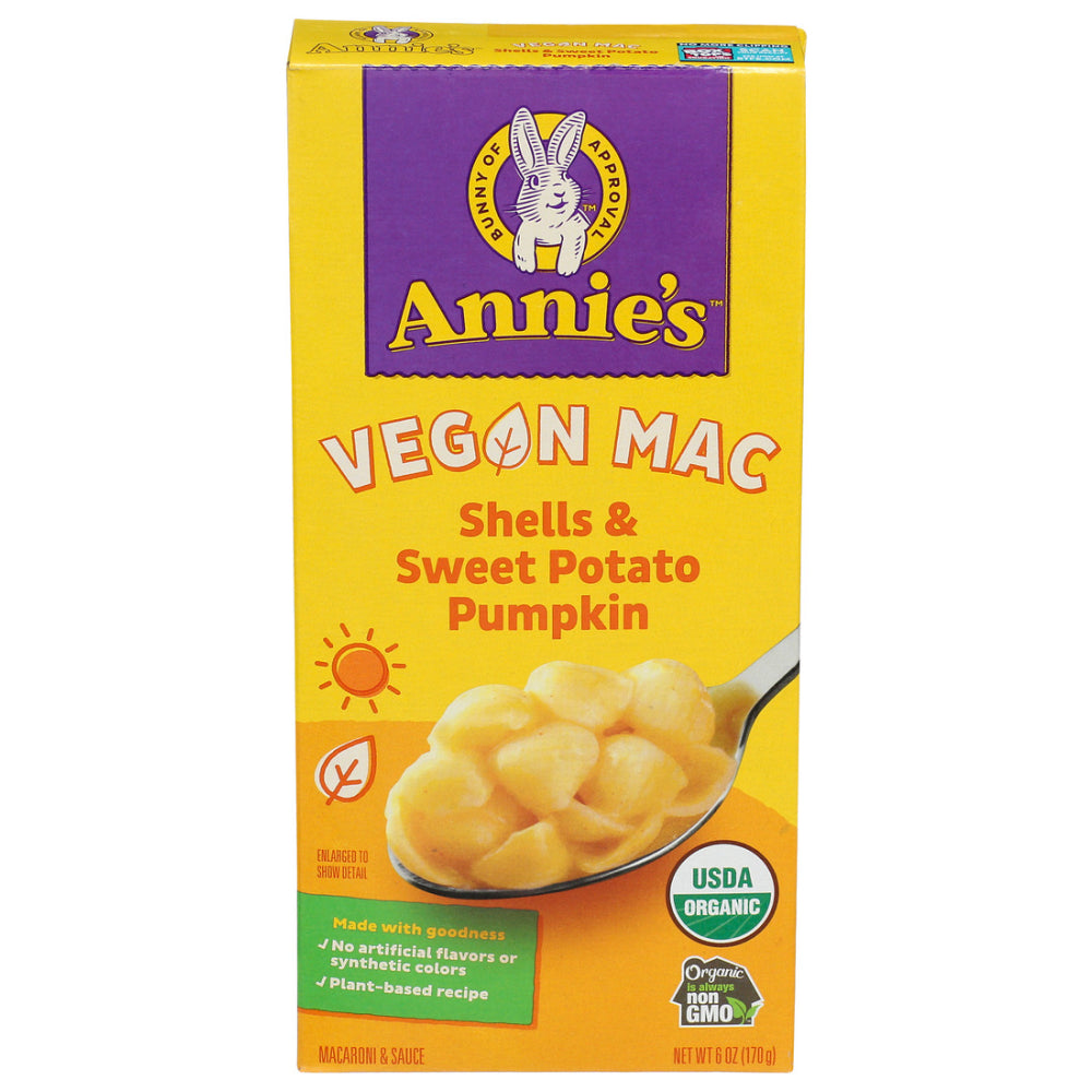 Annie's Homegrown, Organic Vegan Shells And Sweet Potato Pumpkin Sauce, 6 Oz