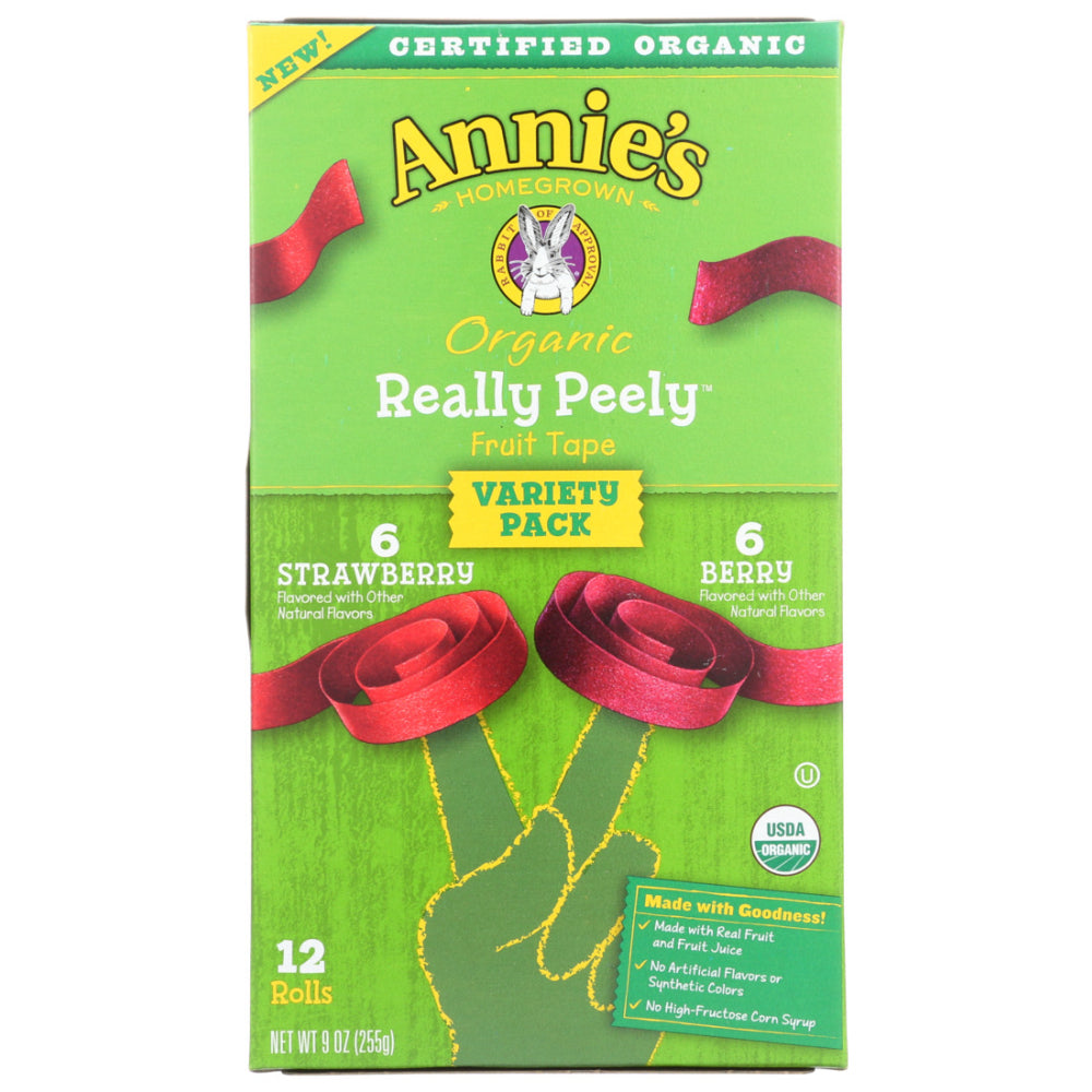 Annie's Homegrown, Organic Strawberry & Berry Really Peely Fruit Tape, 9 Oz