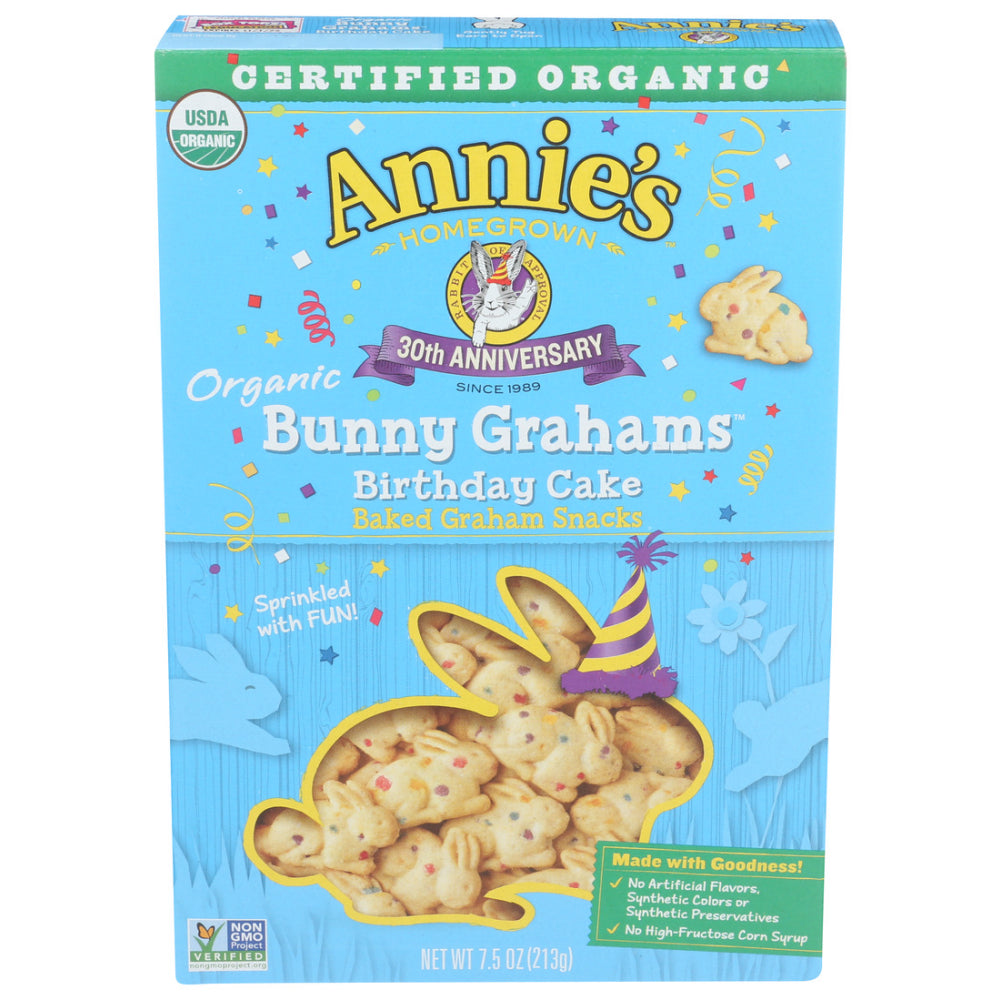 Annie's Homegrown, Organic Birthday Cake Bunny Grahams, 7.5 Oz