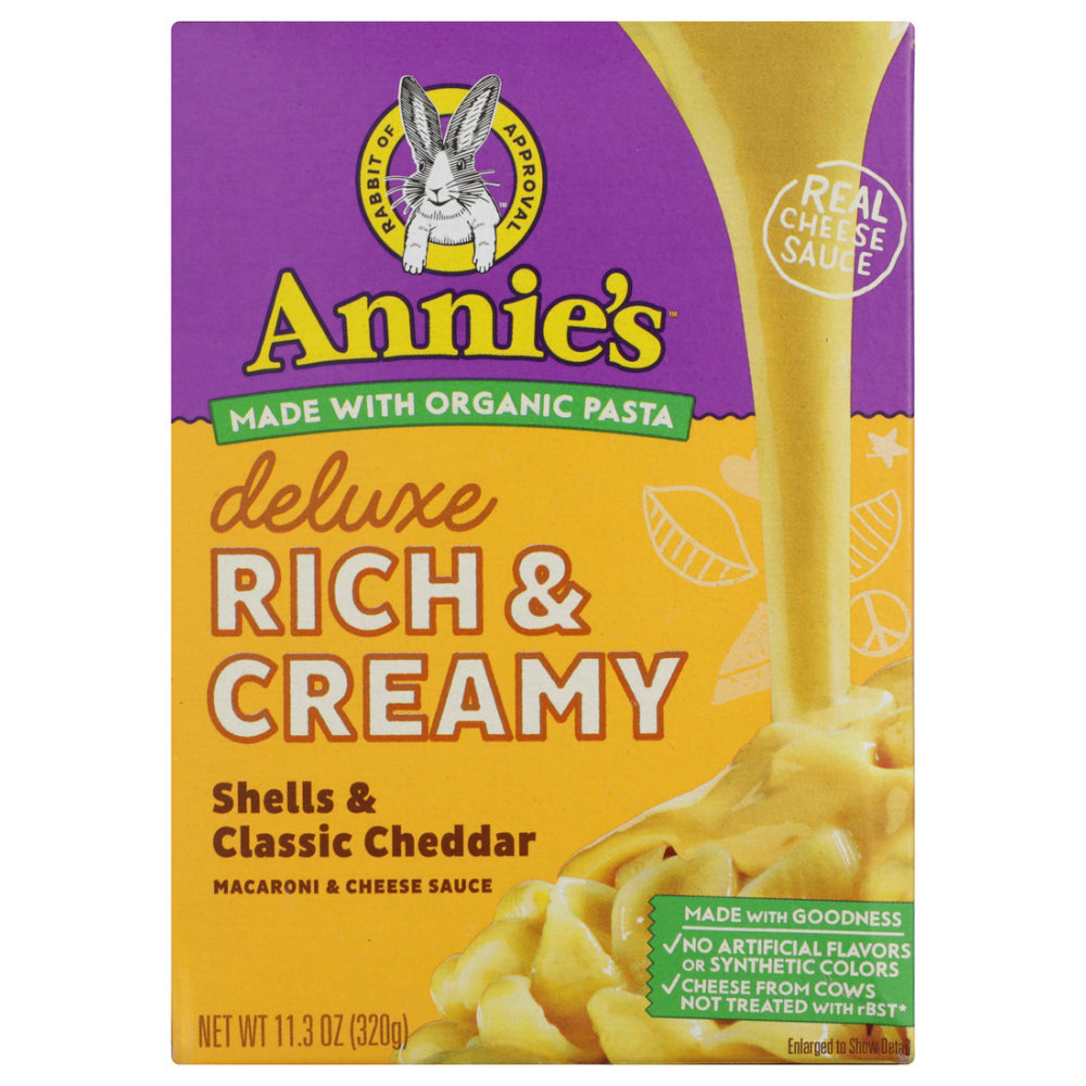 Annie's Homegrown, Organic Deluxe Rich And Creamy Shells And Classic Cheddar, 11.3 Oz