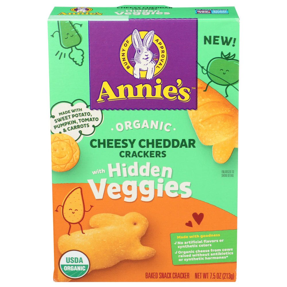 Annie's Homegrown, Organic Cheesy Cheddar Crackers With Hidden Veggies, 7.5 Oz