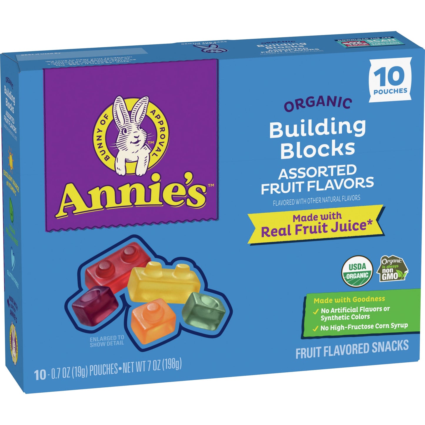 Annie's Homegrown, Organic Building Blocks Fruit Flavored Snacks Assorted Fruit Flavors Gluten Free