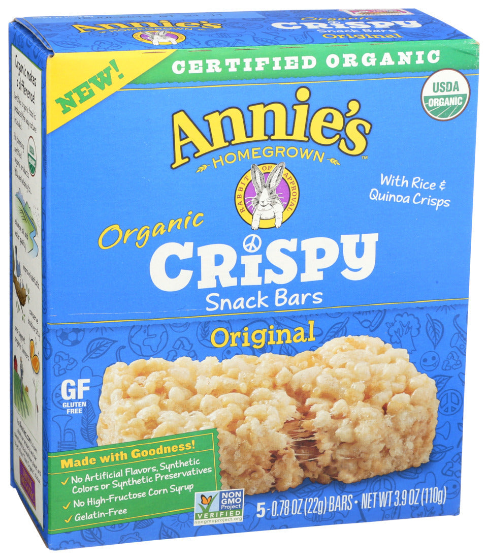 Annie's Homegrown, Organic Gluten Free Original Crispy Snack Bars, 3.9 Oz