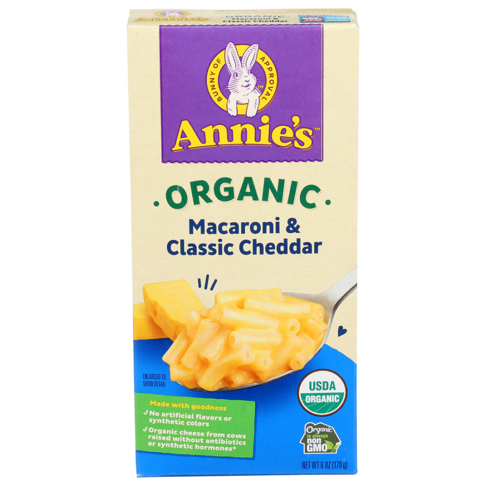 Annie's Homegrown, Organic Macaroni And Classic Cheddar, 6 Oz