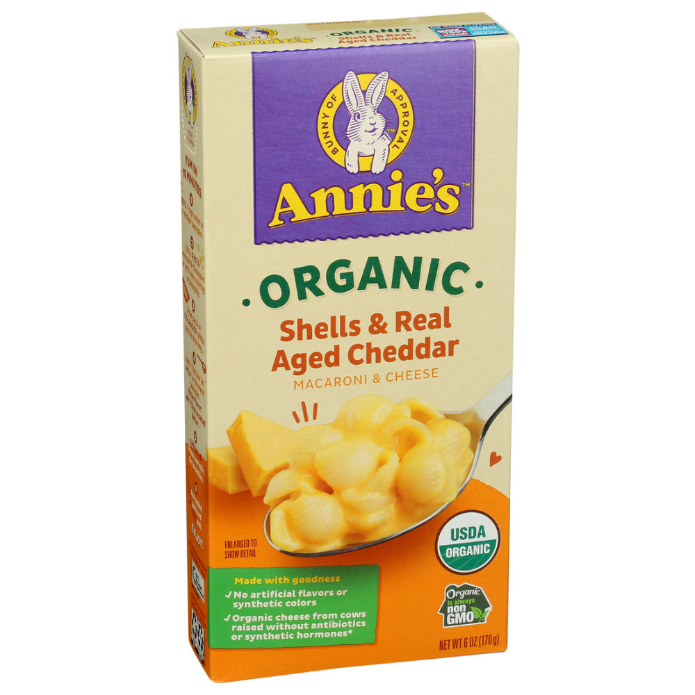 Annie's Homegrown, Organic Shells And Real Aged Cheddar Macaroni And Cheese, 6 Oz