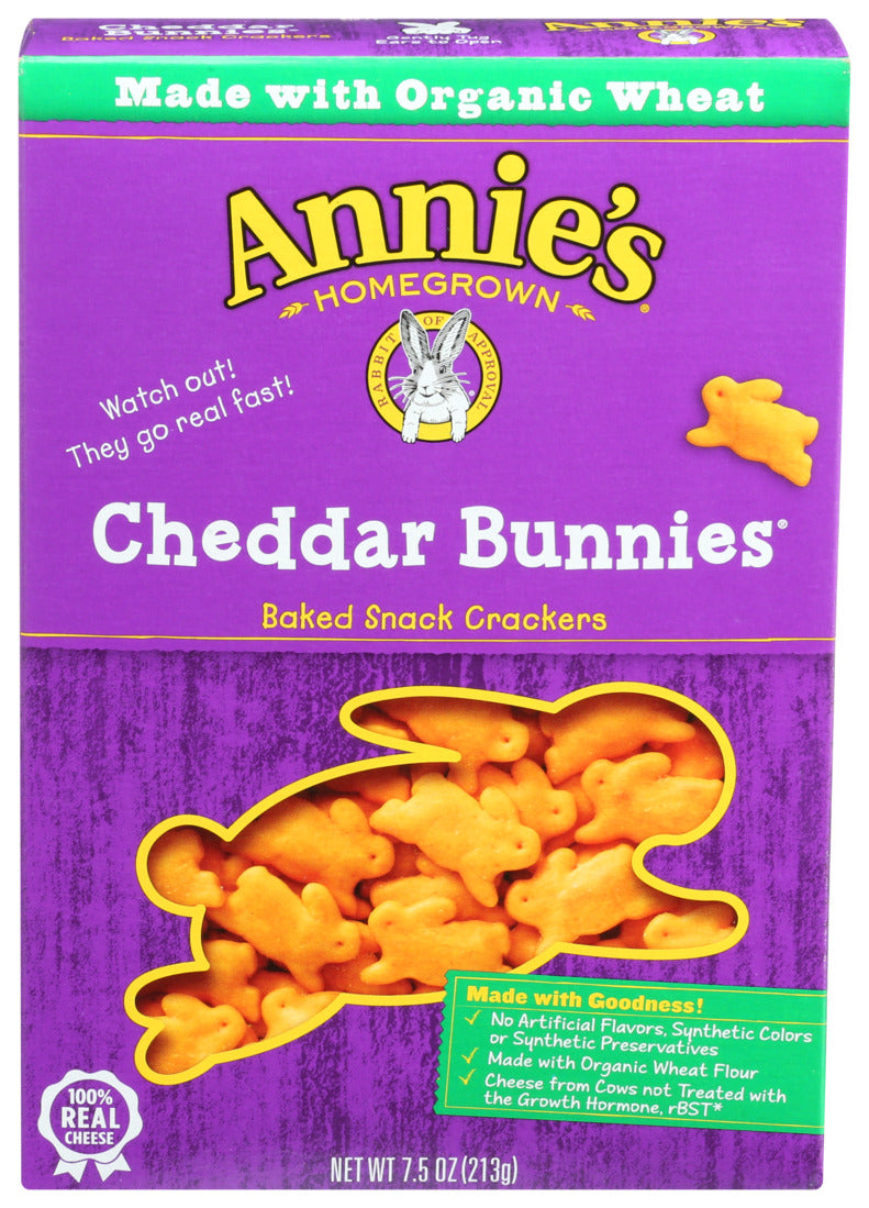 Annie's Homegrown, Cheddar Bunnies Backed Snack Crackers, 7.5 Oz