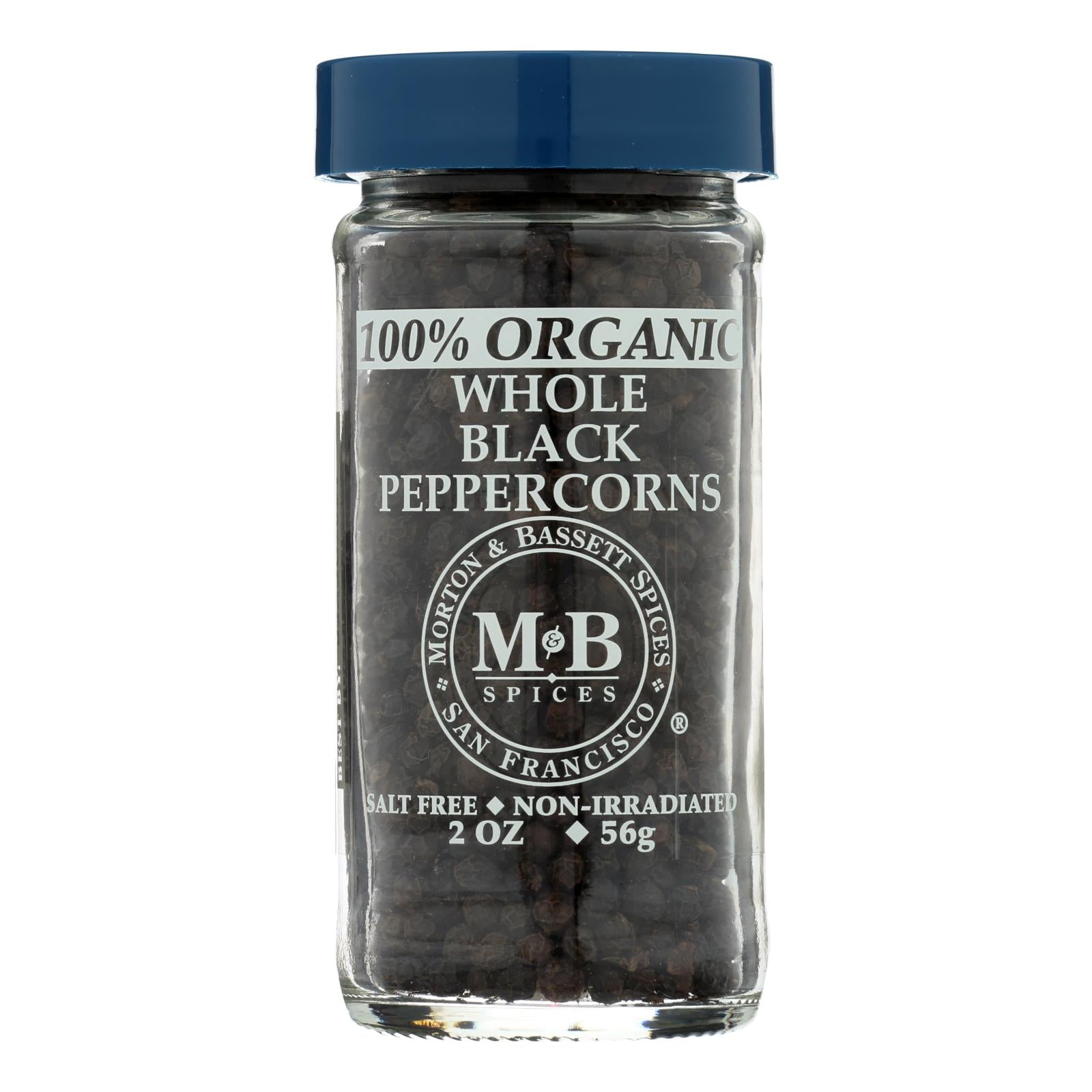 Morton & Bassett, 100% Organic Whole Black Peppercorns, 2 Oz