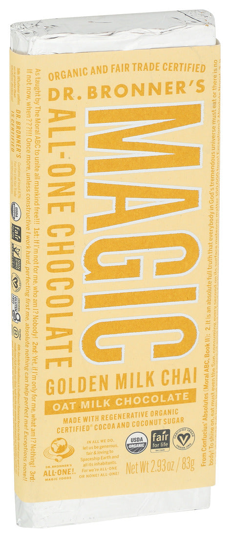 Dr. Bronner's, Magic All-one Chocolate, Golden Milk Chai Oat Milk Chocolate, 2.93 Oz