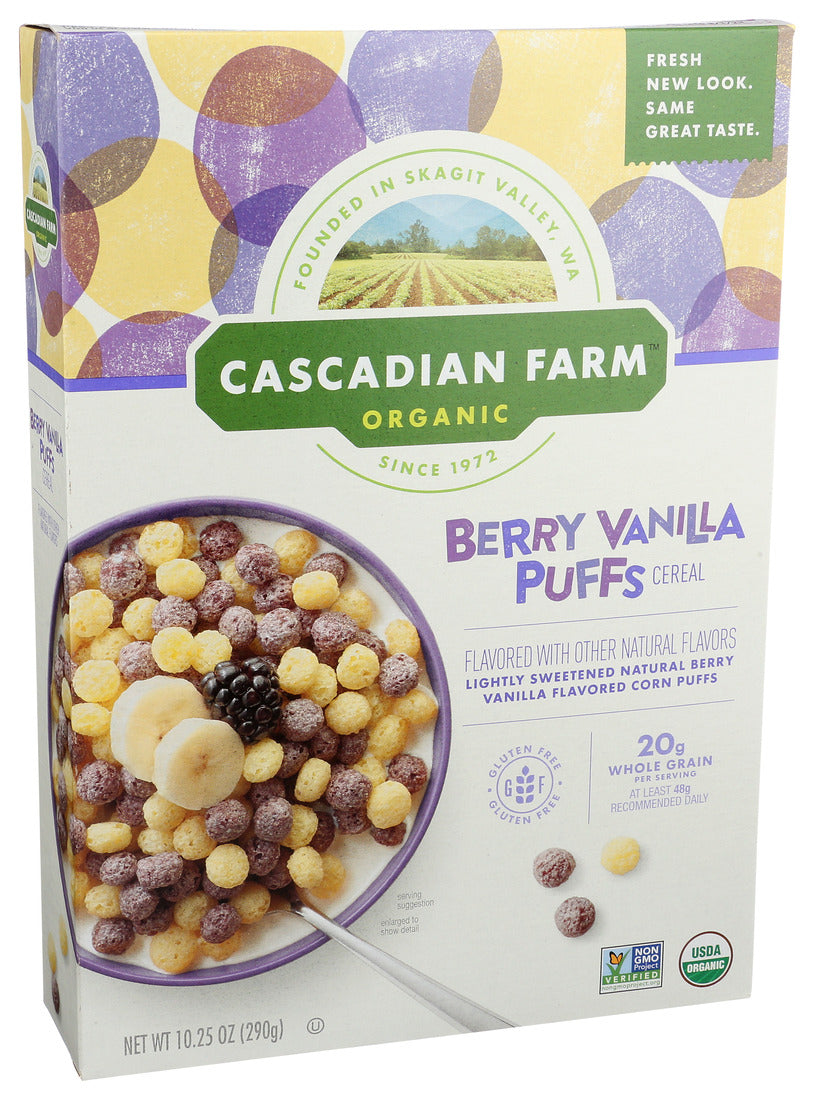 Cascadian Farm, Organic Berry Vanilla Puffs Cereal, 10.25 Oz