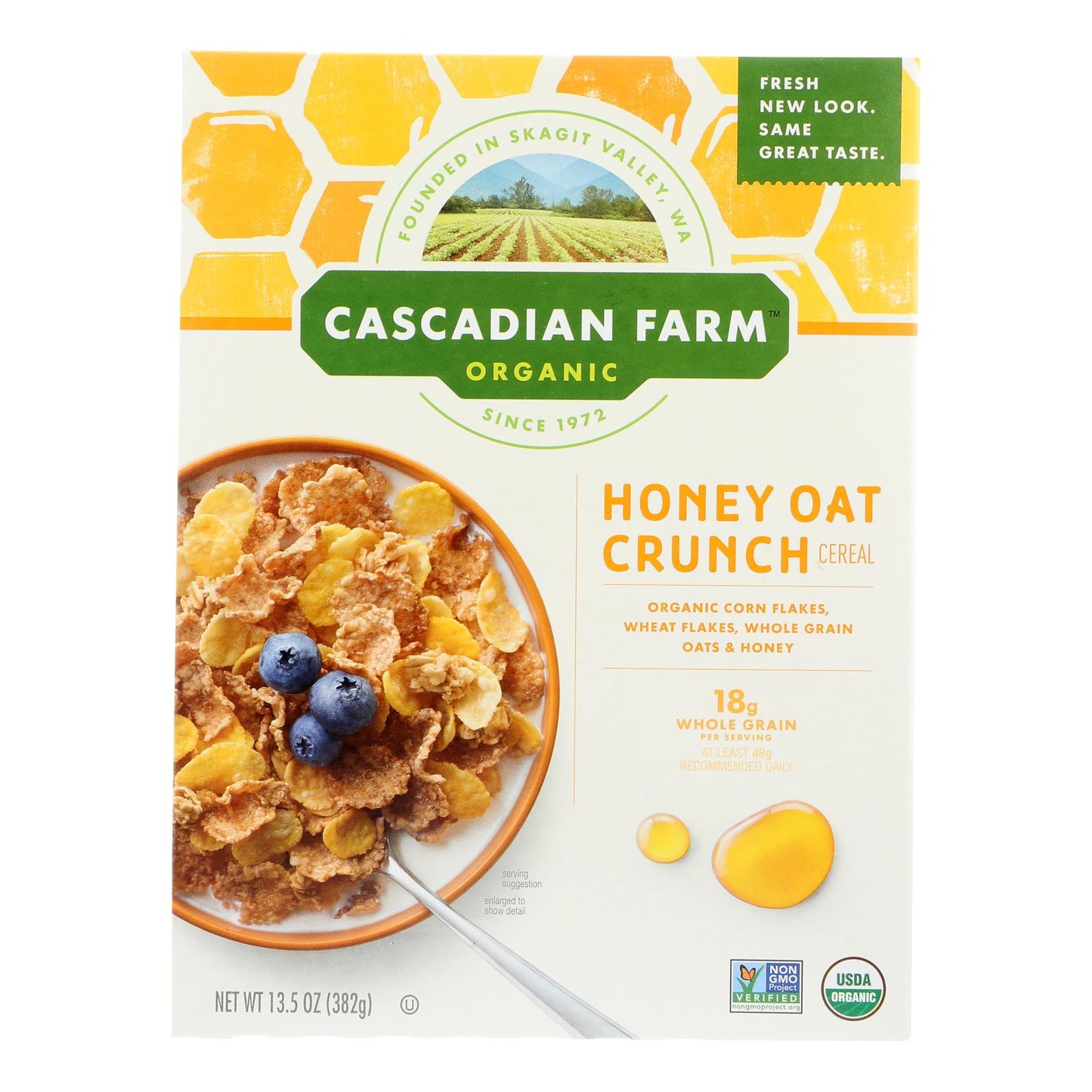 Cascadian Farm, Organic Honey Oat Crunch Cereal, 13.5 Oz