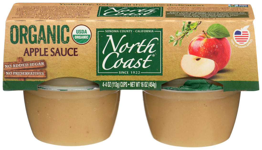 North Coast, Organic Applesauce, Pack Of 4 Cups, 4/4 Oz