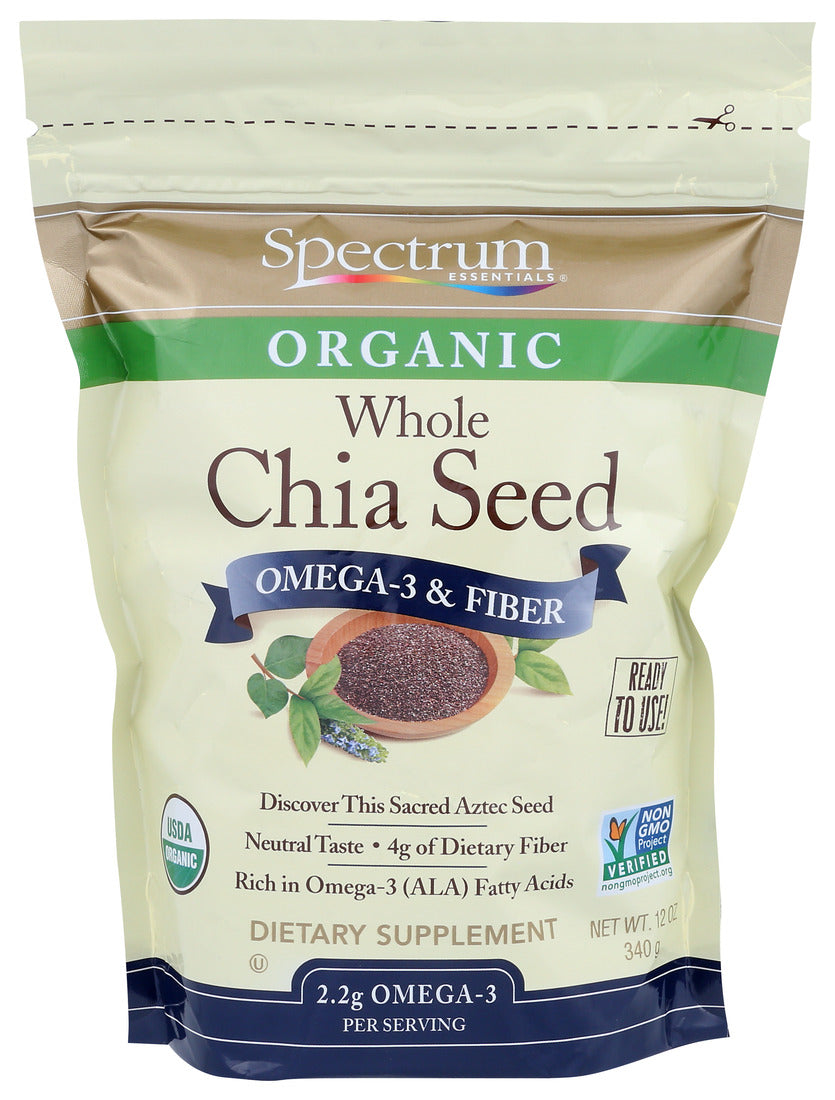 Spectrum, Organic Chia Seeds Omega 3 And Fiber, 12 Oz