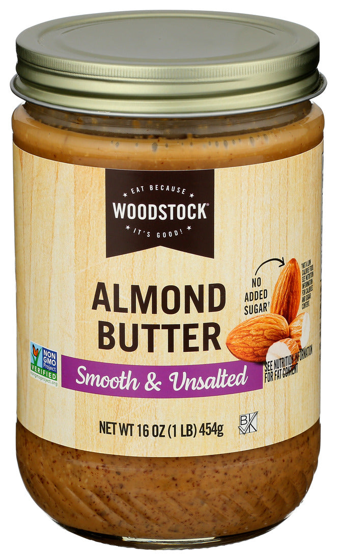 Woodstock Foods, Almond Butter, Smooth & Unsalted, 16 Oz