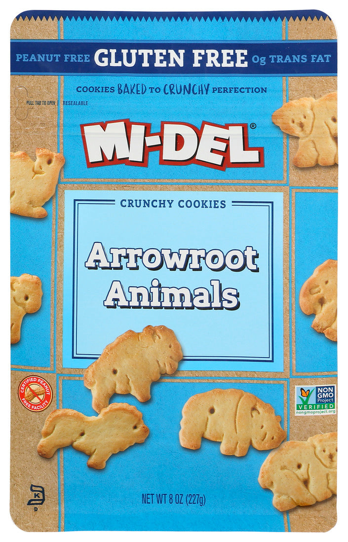 Mi-Del, Gluten Free Crunchy Cookies Arrowroot Animals, 8 Oz