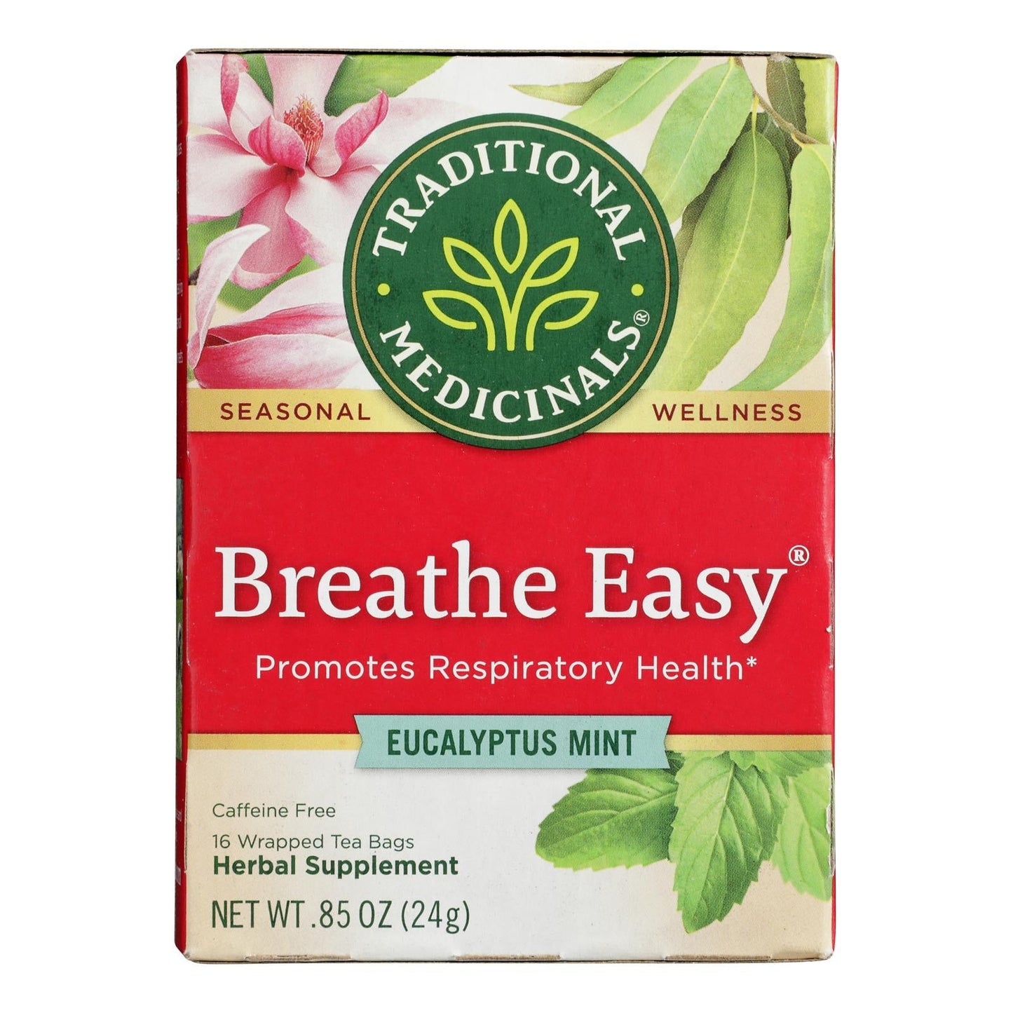 Traditional Medicinals, Breathe Easy Herbal Tea, Eucalyptus Mint, 16 Ct