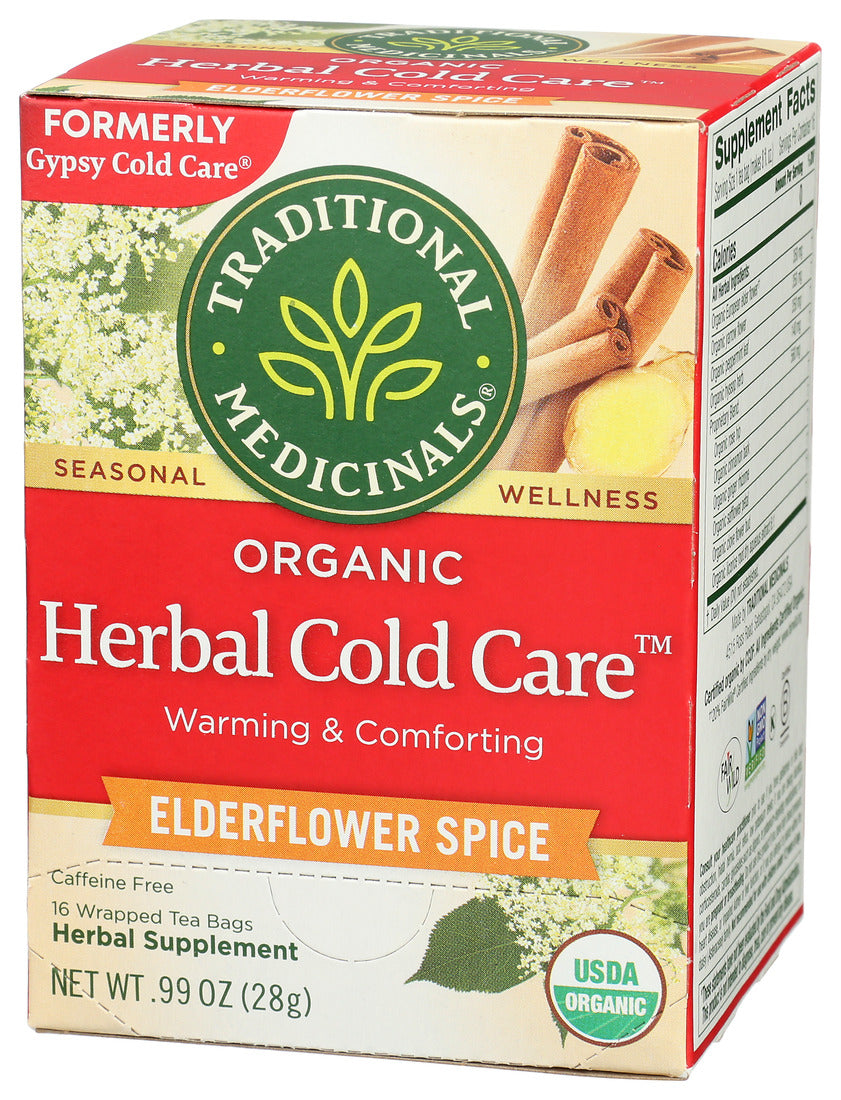 Traditional Medicinals, Organic Herbal Cold Care Tea Bags, Elderflower Spice, 16 Ct