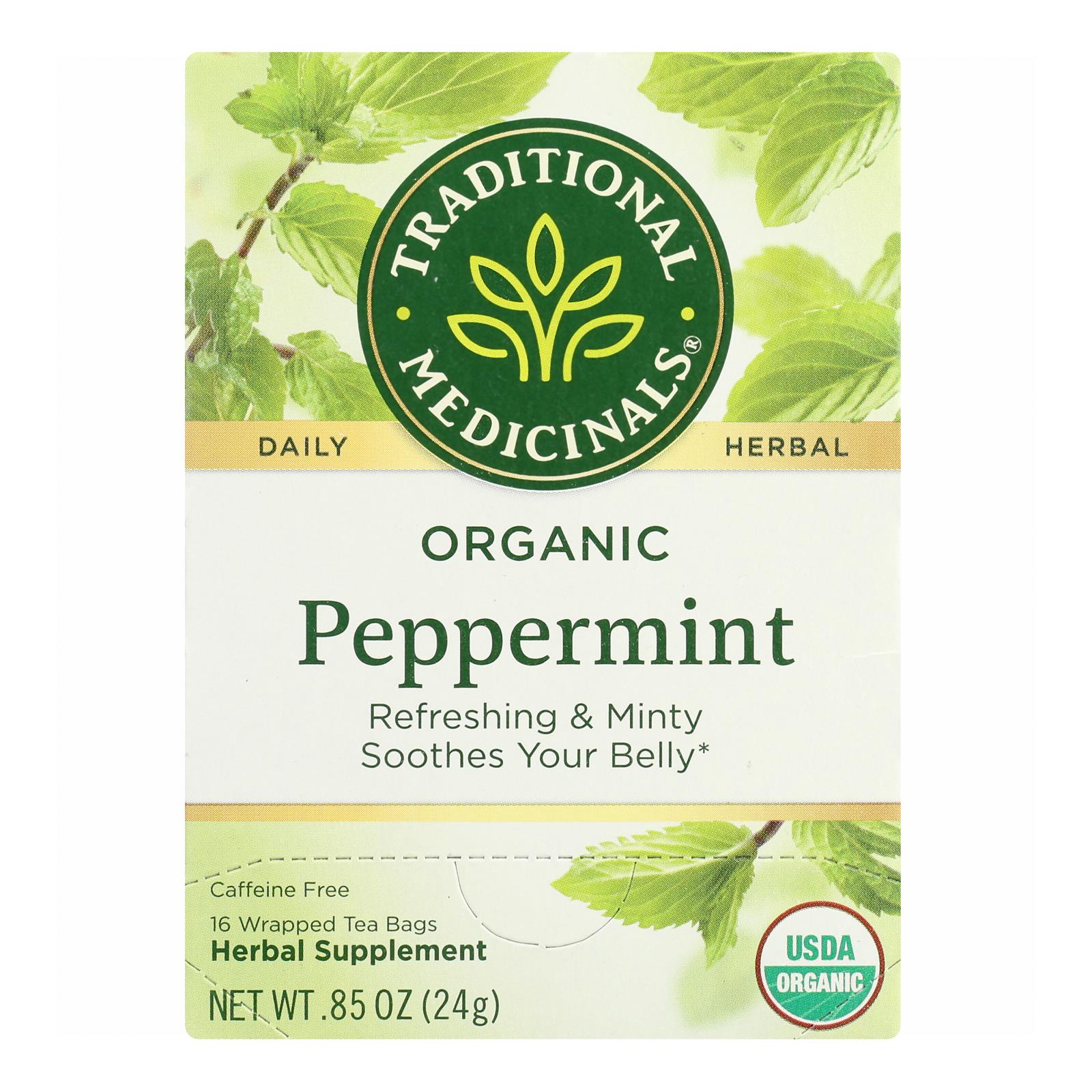 Traditional Medicinals, Organic Peppermint Herbal Tea, Caffeine Free, 16 Ct