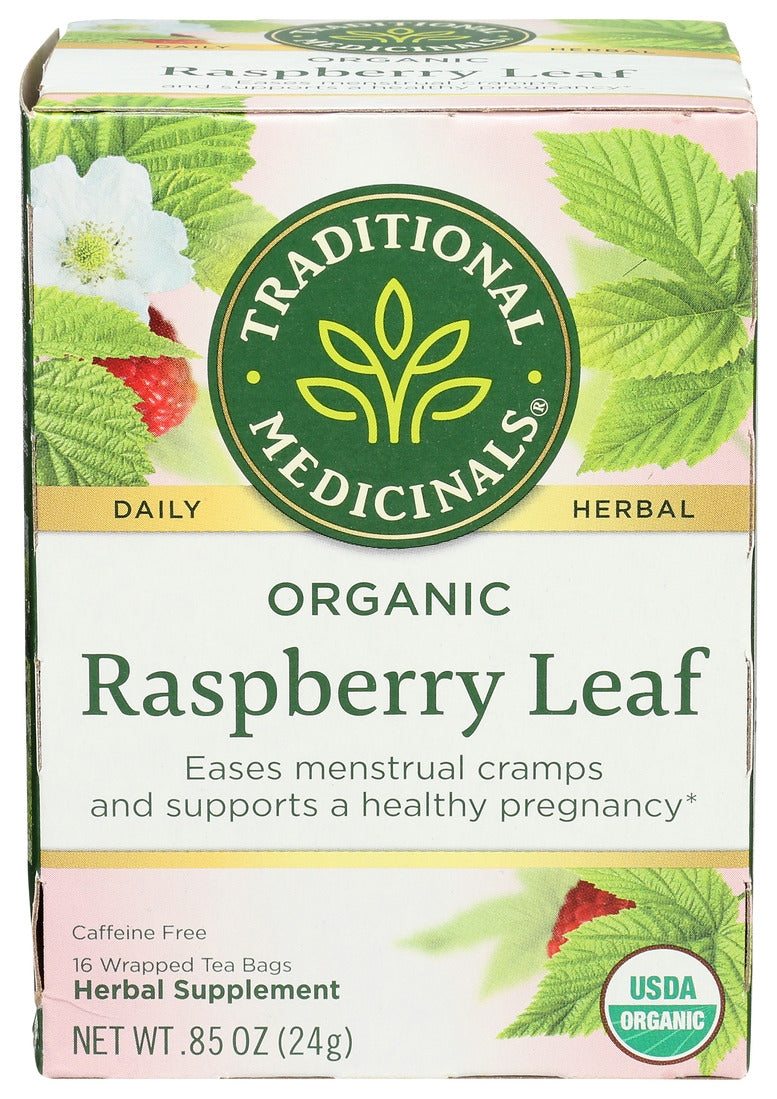 Traditional Medicinals, Organic Raspberry Leaf Herbal Tea, Caffeine Free 16 Ct