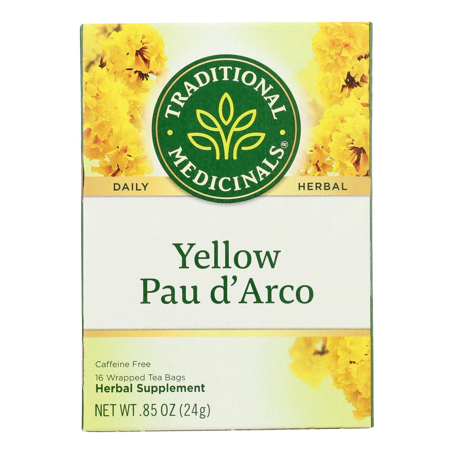 Traditional Medicinals, Yellow Pau d'Arco Herbal Tea, Caffeine Free, 16 Ct