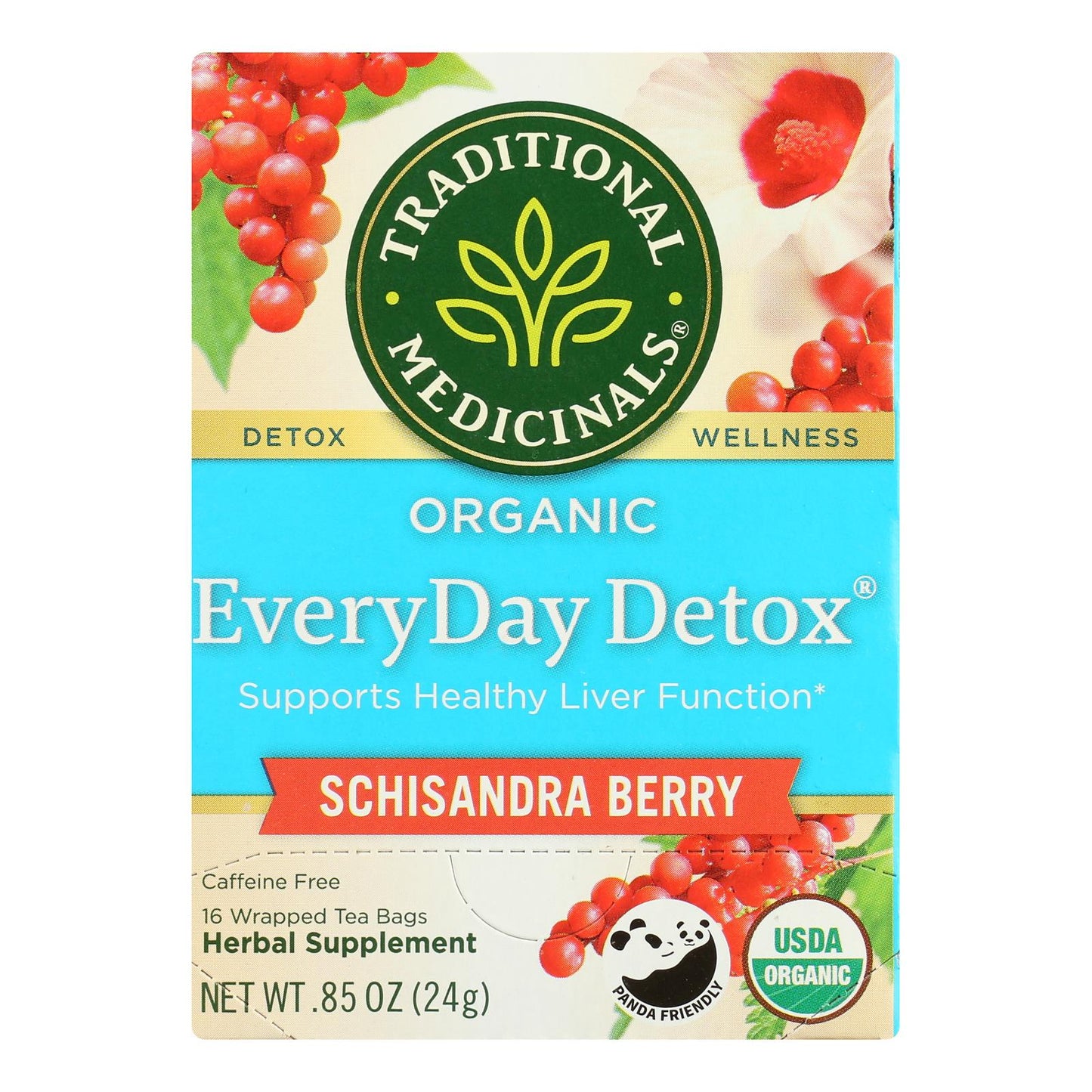 Traditional Medicinals, Organic EveryDay Detox Herbal Tea, Schisandra Berry, 16 Ct