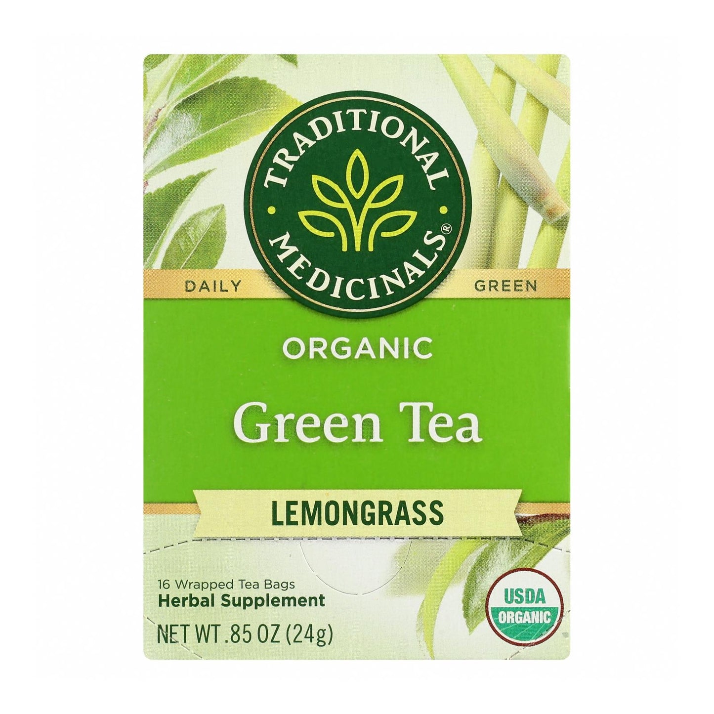 Traditional Medicinals, Organic Green Tea, Lemongrass 16 Ct