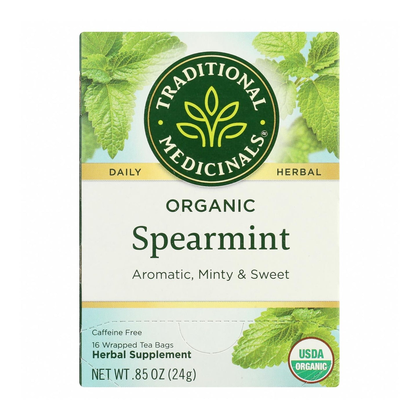 Traditional Medicinals, Organic Spearmint Herbal Tea, Caffeine Free, 16 Ct