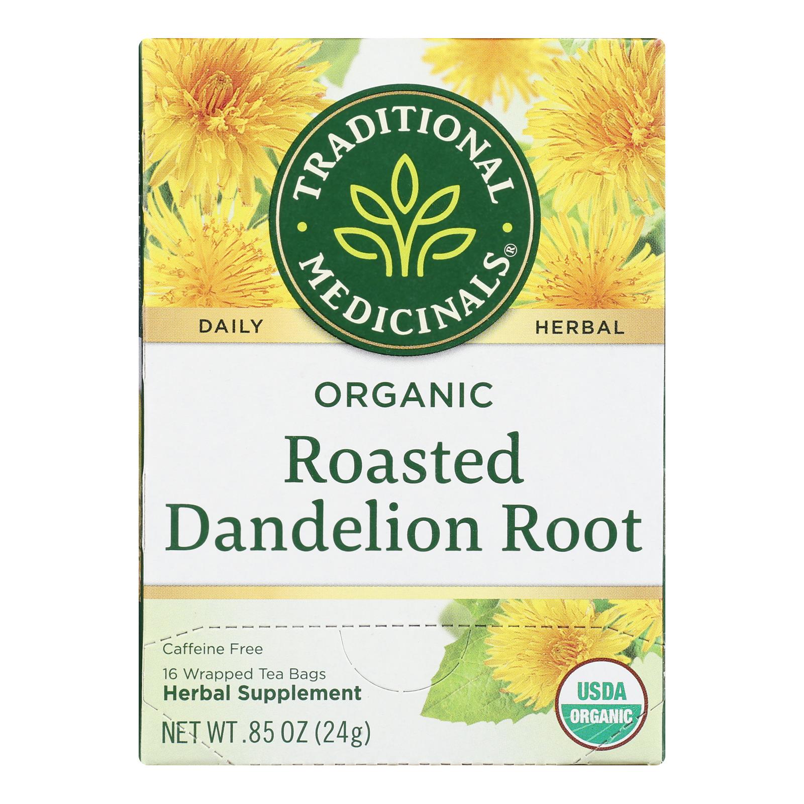 Traditional Medicinals, Organic Roasted Dandelion Root Herbal Tea, Caffeine Free, 16 Ct