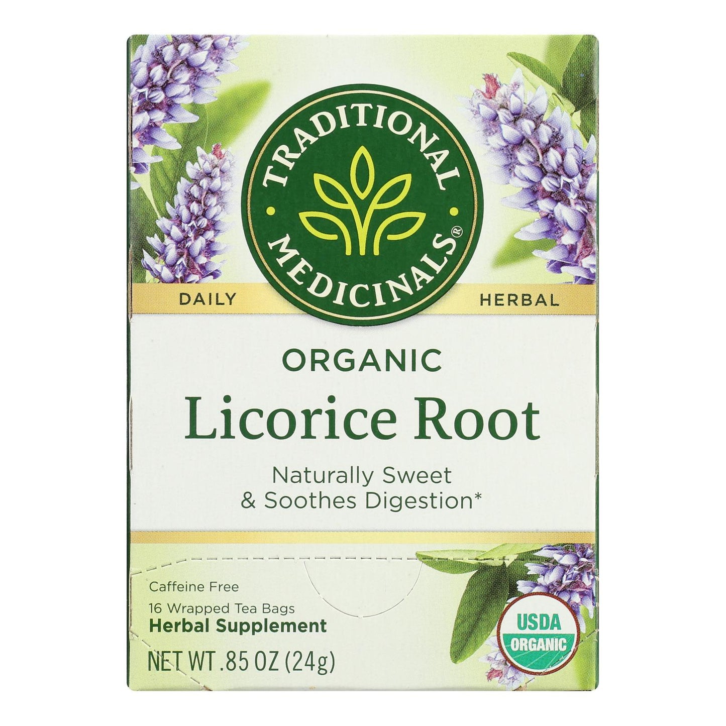 Traditional Medicinals, Organic Licorice Root Herbal Tea, Caffeine Free, 16 Ct