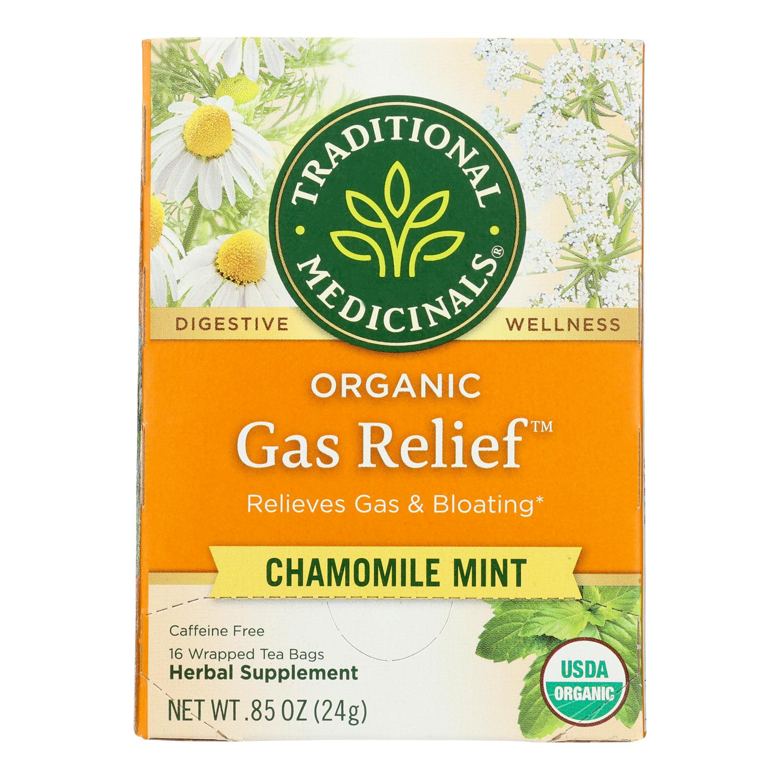 Traditional Medicinals, Organic Gas Relief Herbal Tea, Chamomile Mint, 16 Ct