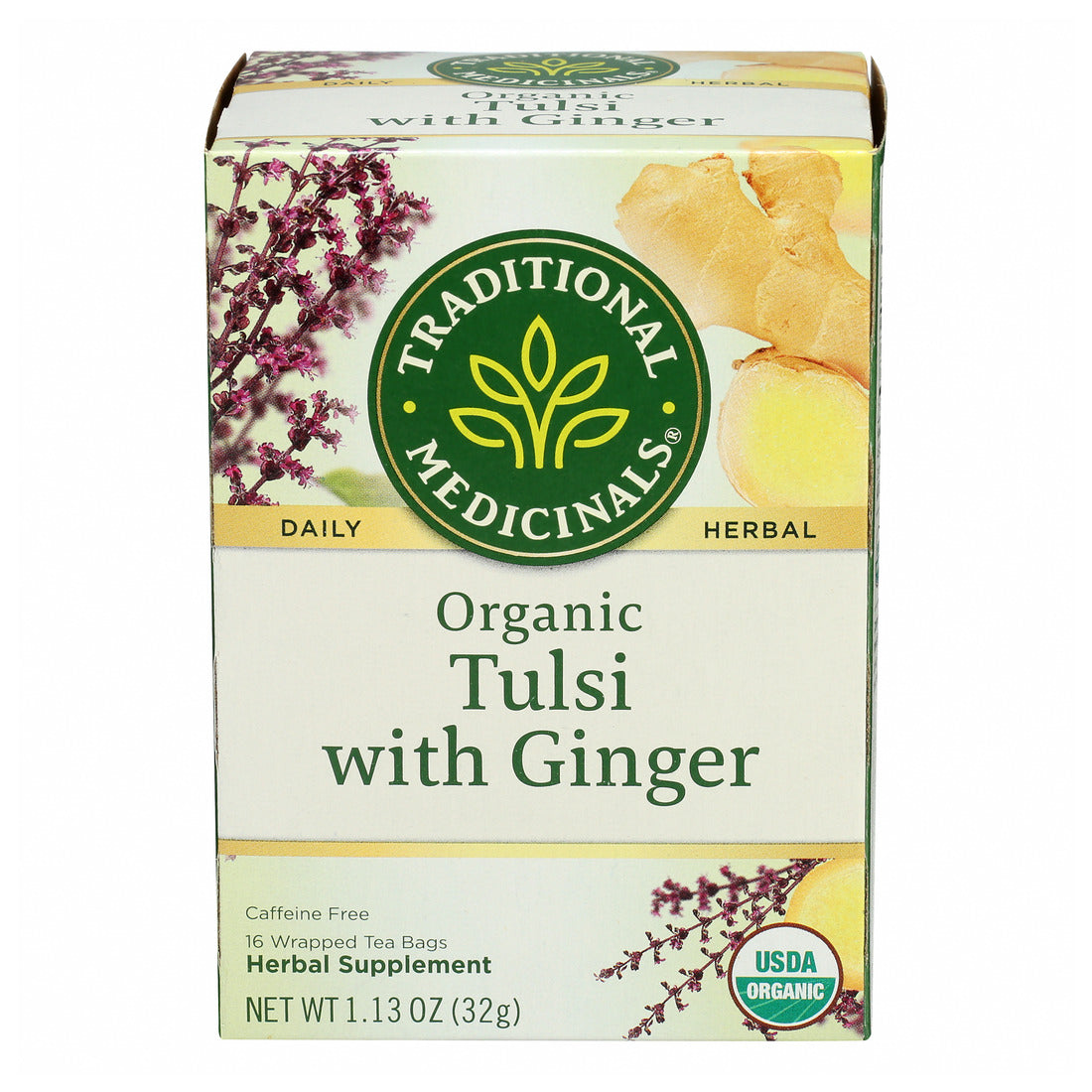 Traditional Medicinals, Organic Tulsi With Ginger Herbal Tea, 16 Ct