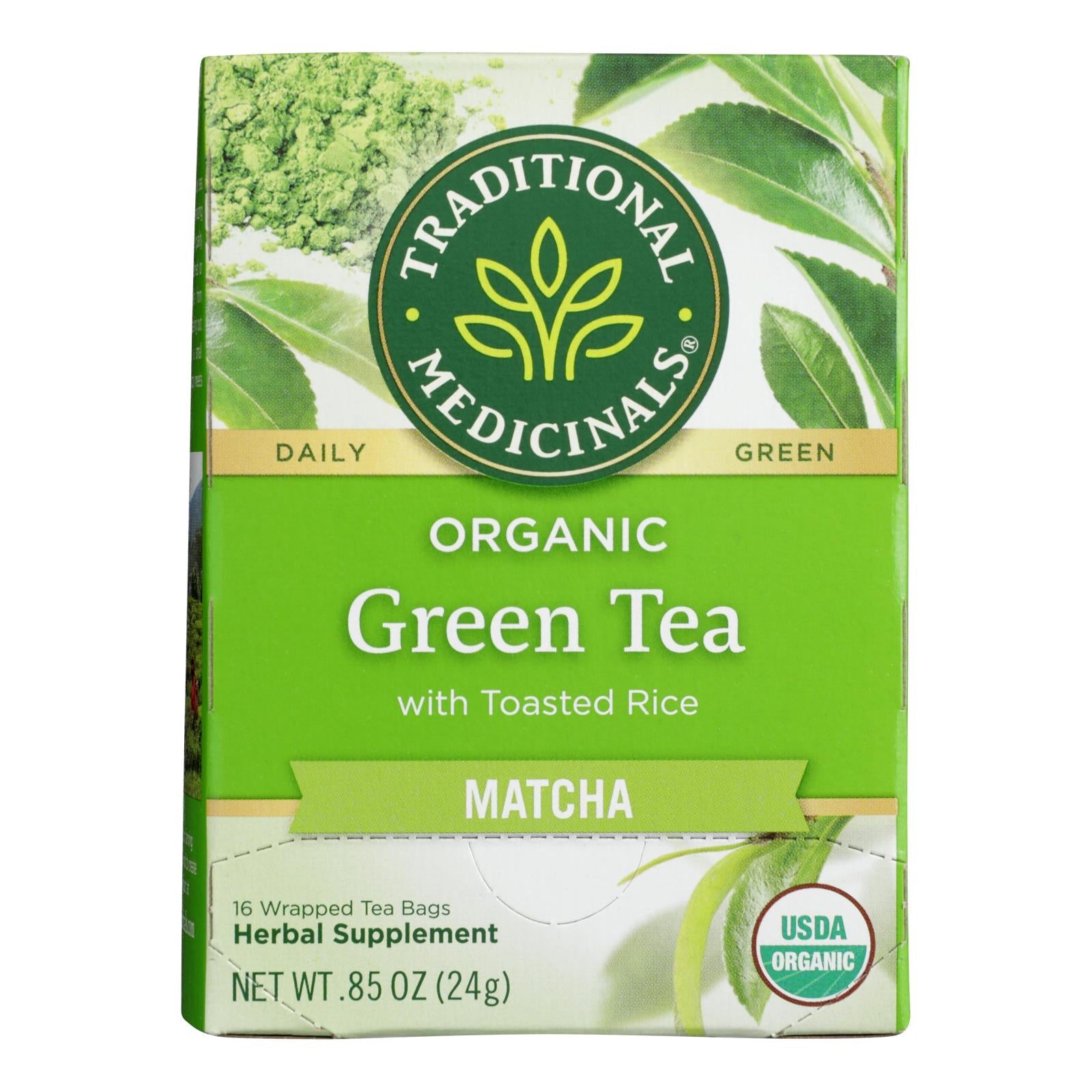 Traditional Medicinals, Organic Green Tea with Toasted Rice, Matcha, 16 Ct