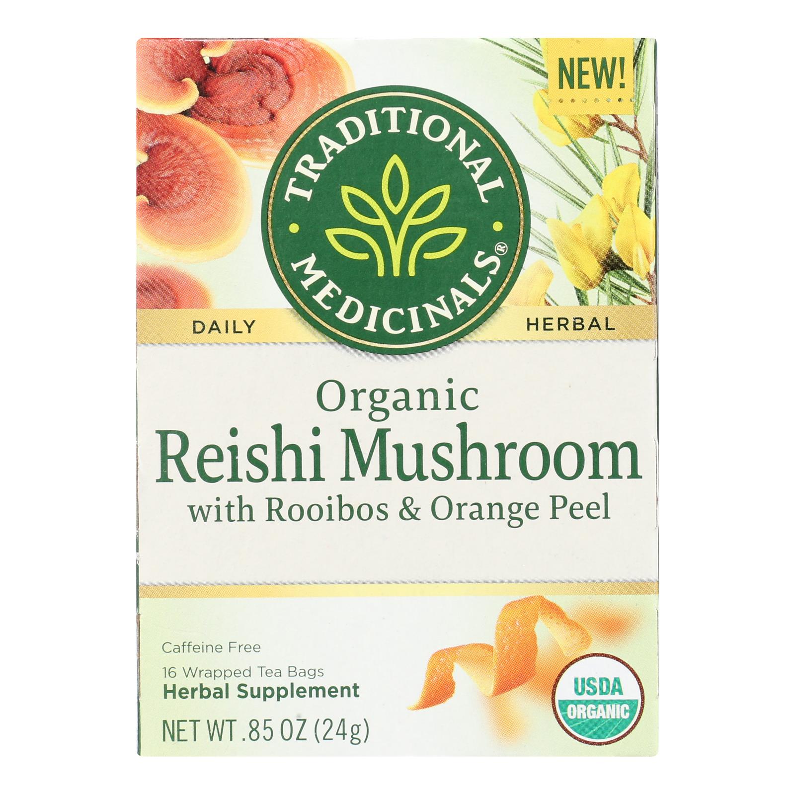 Traditional Medicinals, Organic Reishi Mushroom with Rooibos & Orange Peel Herbal Tea, 16 Ct