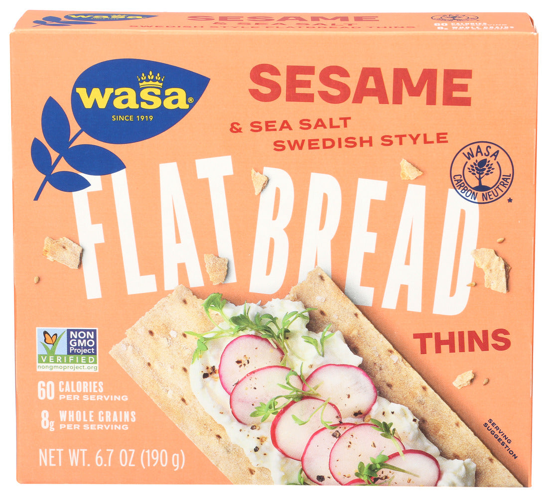 Wasa Crispbread, Sesame & Sea Salt Swedish Style Flatbread Thins, 6.7 Ounce