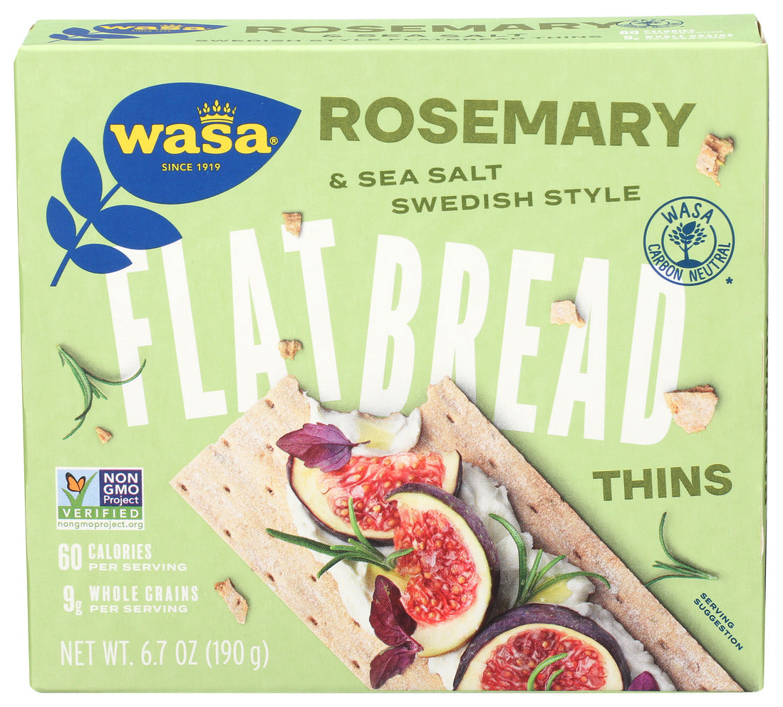 Wasa Crispbread, Rosemary & Sea Salt Swedish Style Flatbread Thins, 6.7 Ounce