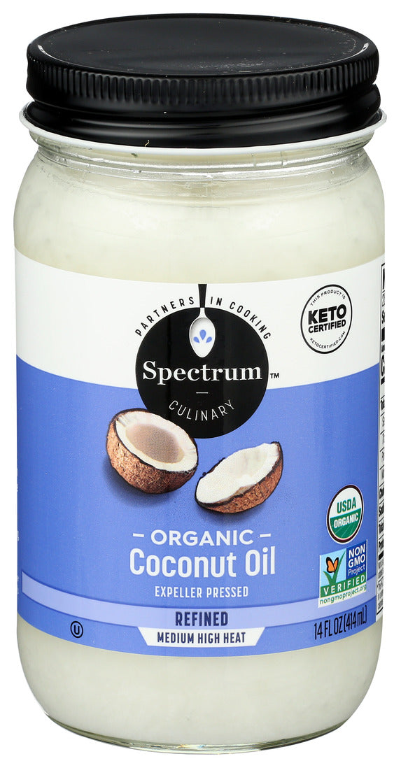 Spectrum, Organic Coconut Oil, Refined Medium High Heat, 14 Fl Oz