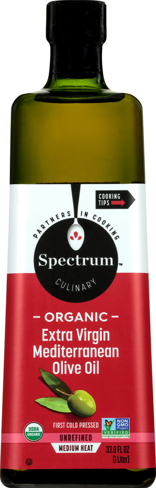 Spectrum, Organic Extra Virgin Mediterranean Olive Oil, Unrefined Medium Heat, 32 Oz