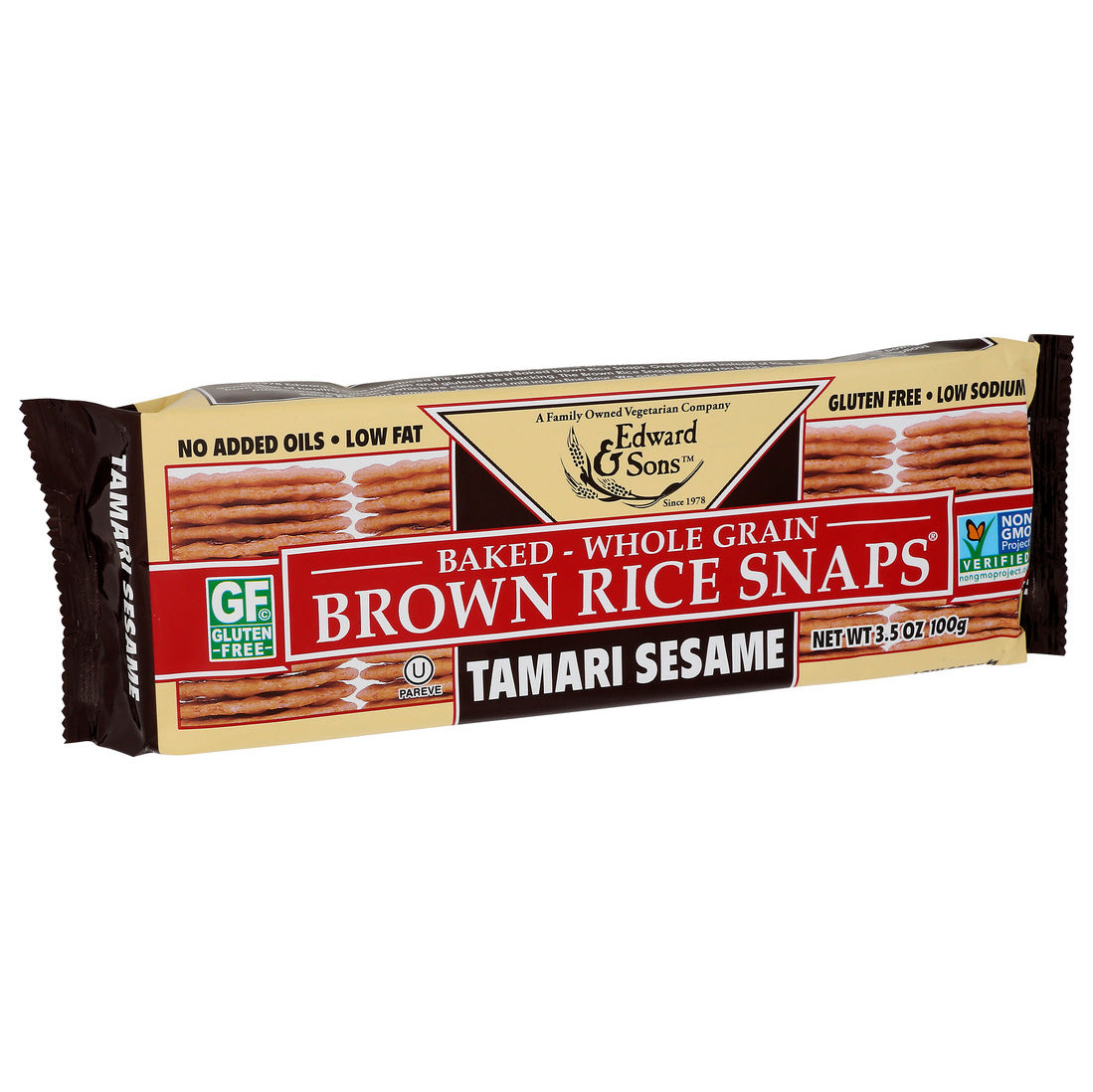 Edward & Sons, Tamari Sesame Brown Rice Snaps, 3.5 Oz