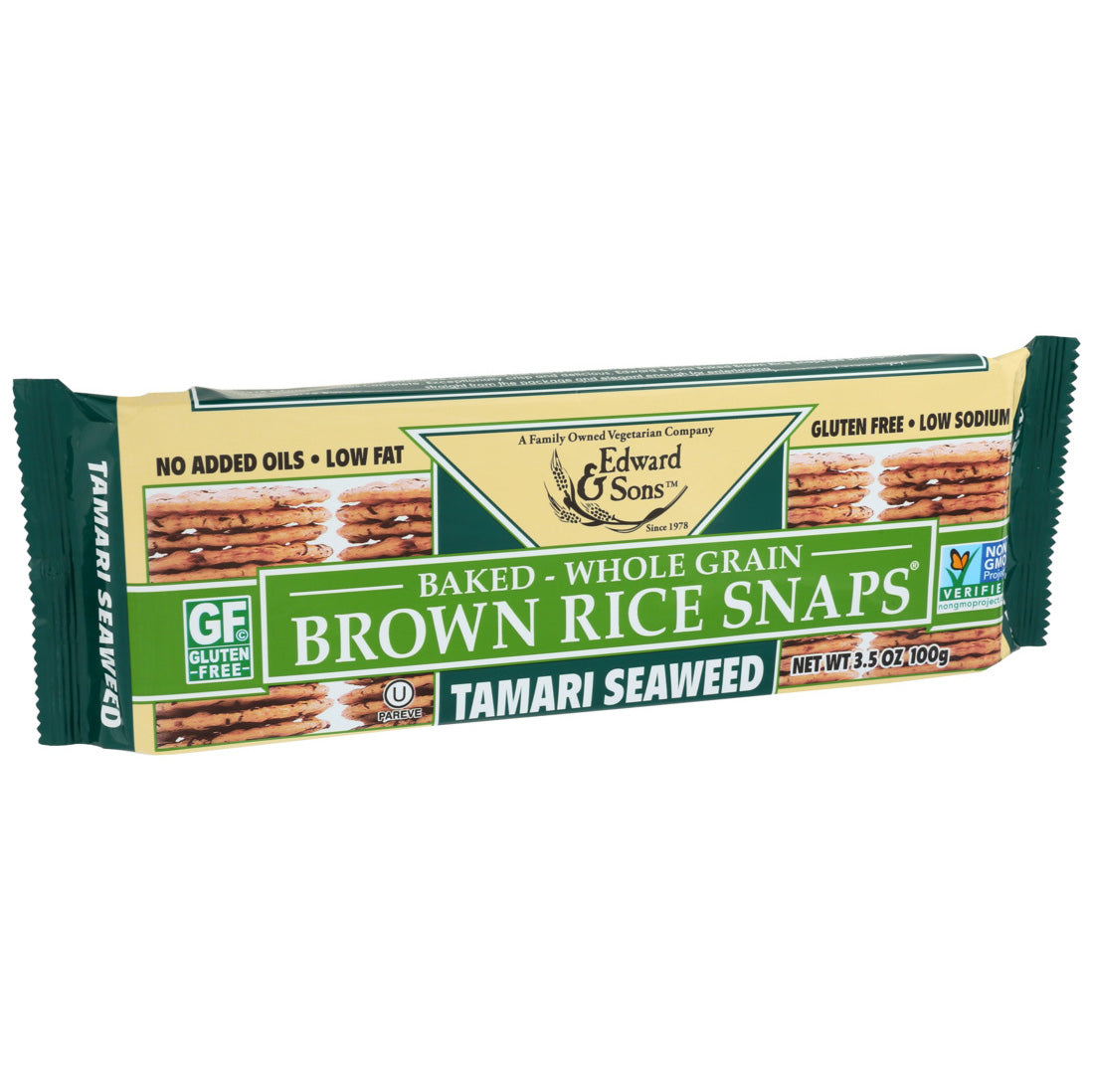 Edward & Sons, Tamari Seaweed Brown Rice Snaps, 3.5 Oz