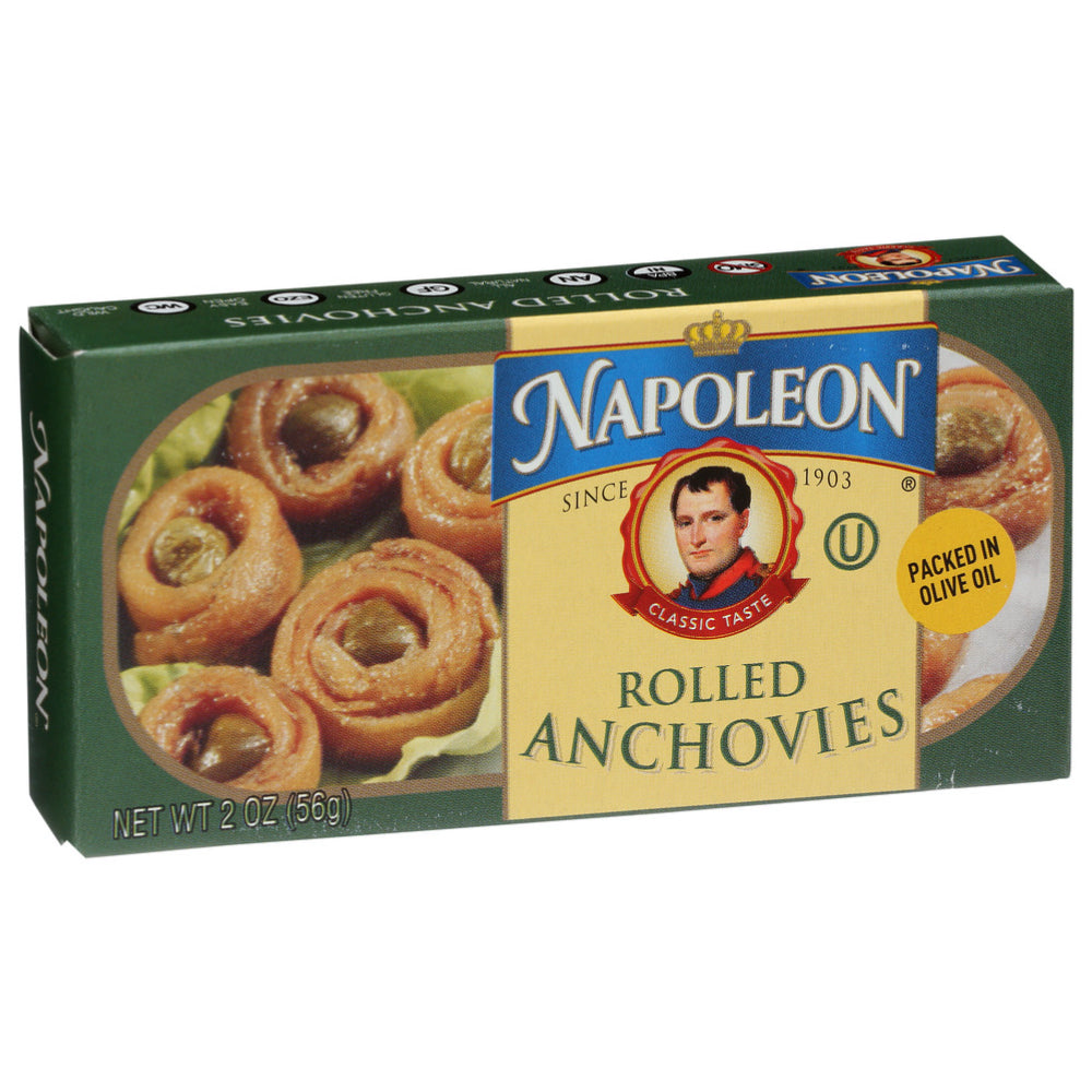 Napoleon Co., Rolled Anchovies With Capers Packed In Olive Oil, 2 Oz