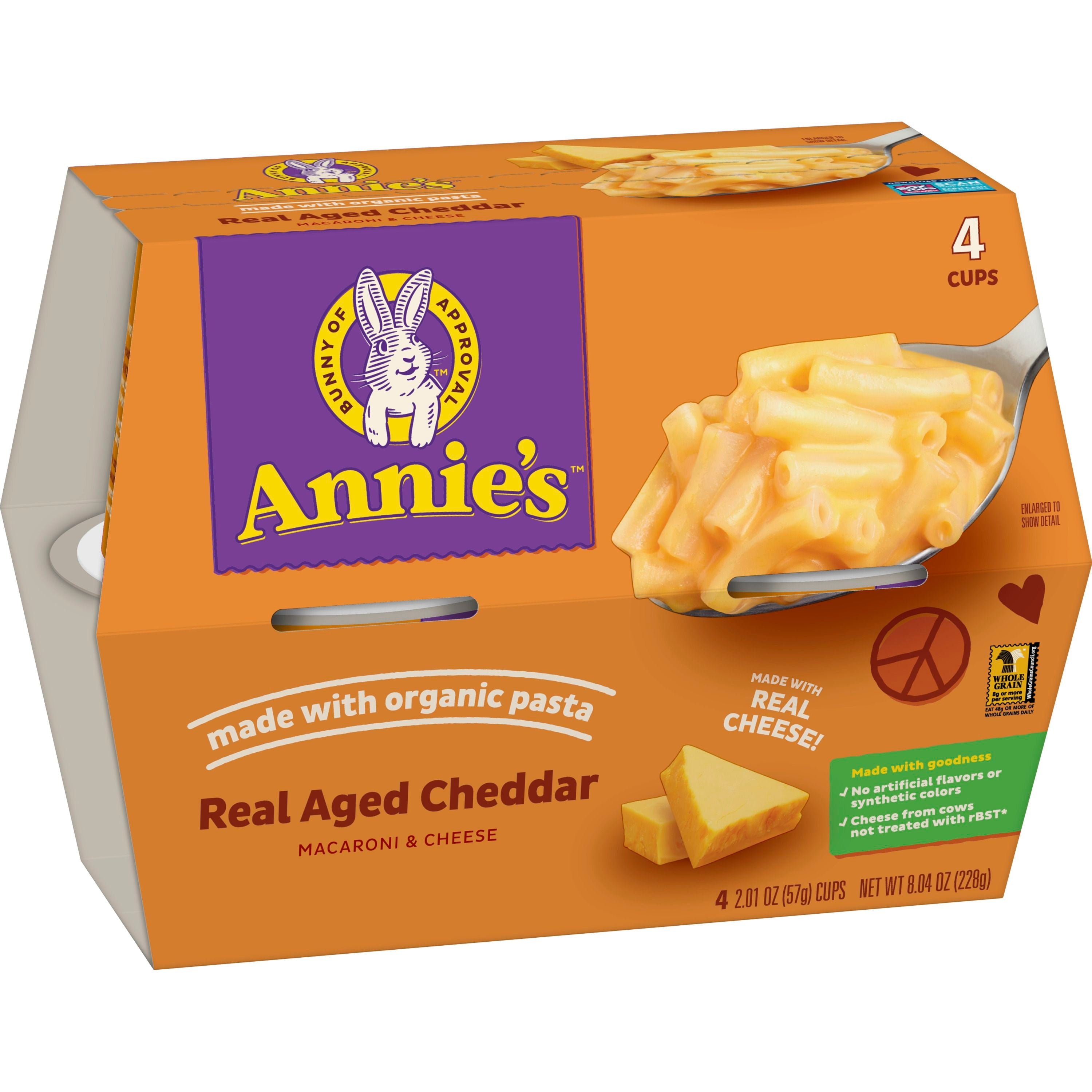 Annie's Homegrown, Real Aged Cheddar Macaroni And Cheese 4 Cups, 8.04 Oz