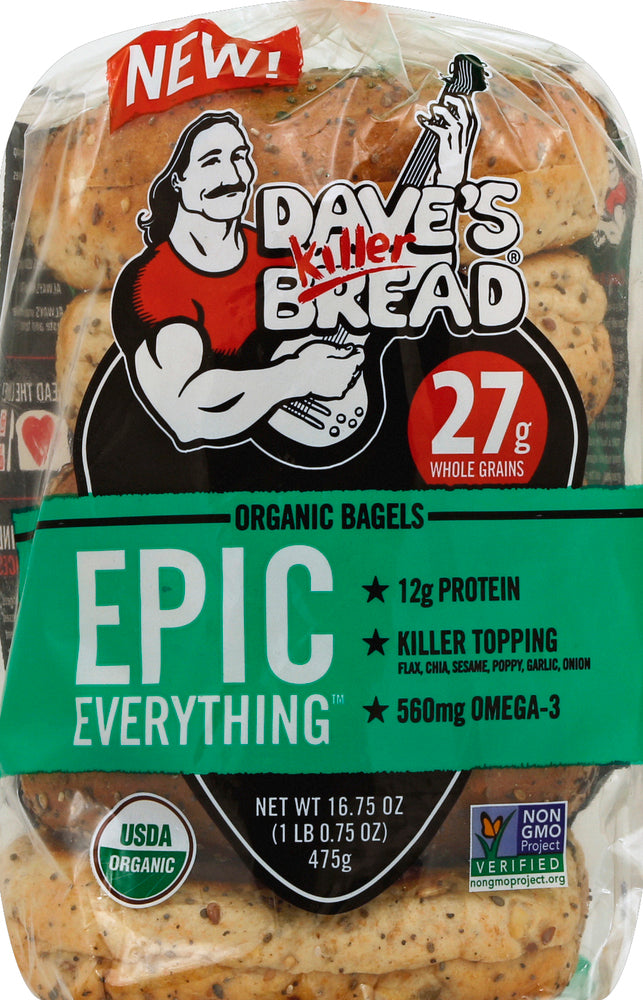 Daves Killer Bread, Organic Bagels, Epic Everything, 16.75 Oz.