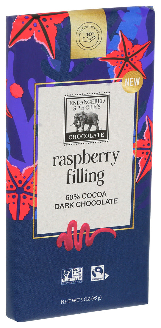 Endangered Species, Raspberry Filling Dark Chocolate, 3 Oz