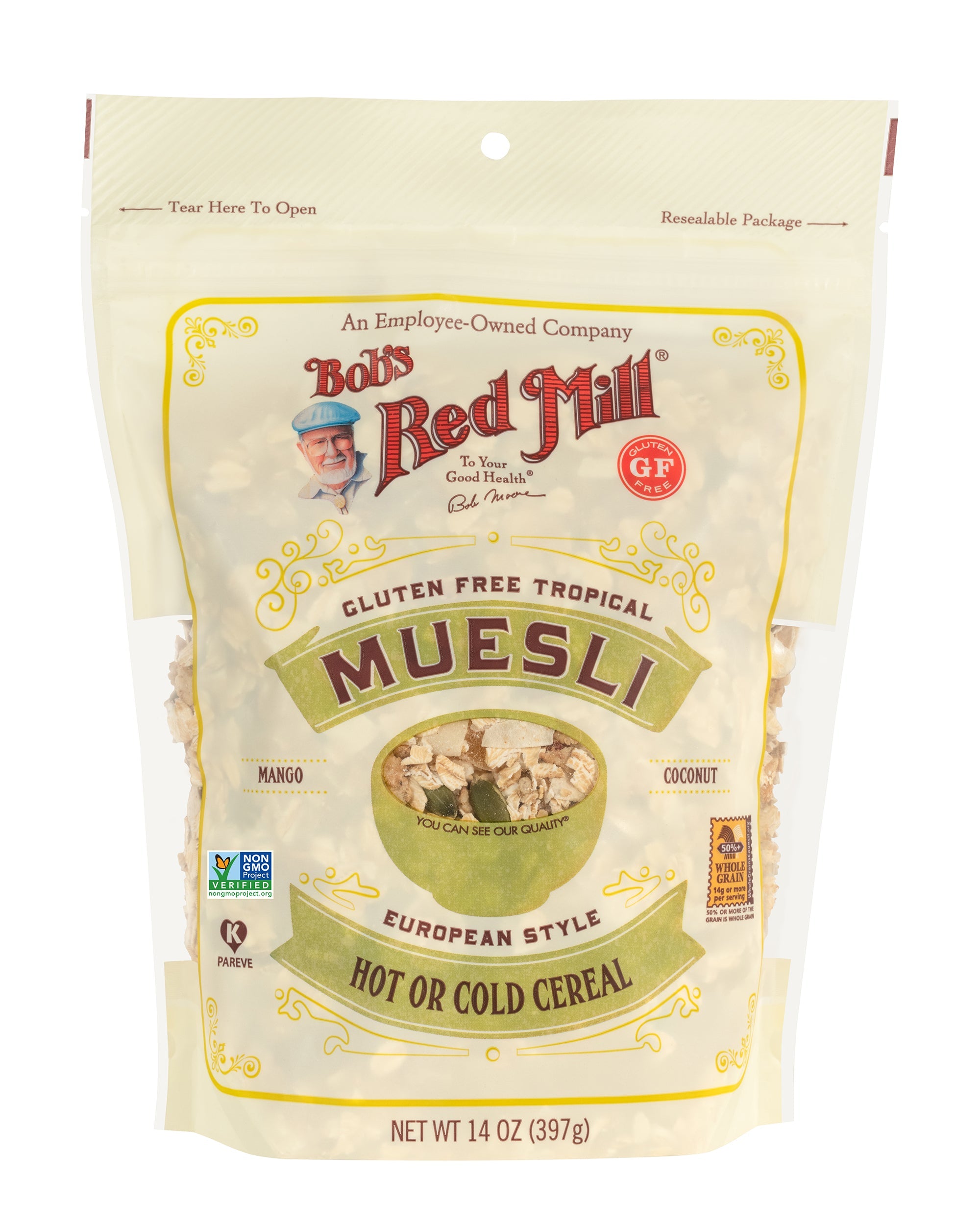 Bob's Red Mill, Gluten Free Tropical Muesli, European Style Hot Or Cold Cereal, 14 Oz