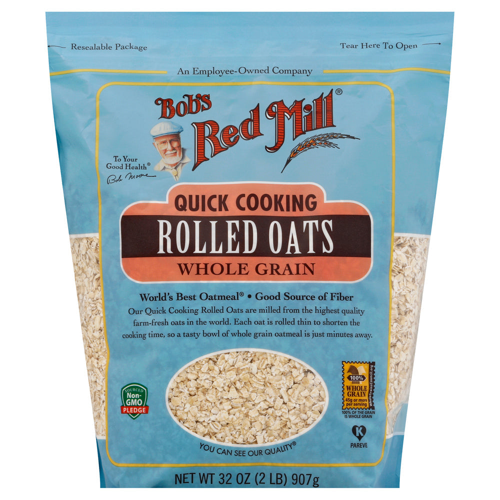 Bob's Red Mill, Quick Cooking Rolled Oats, Whole Grain, 32 Oz