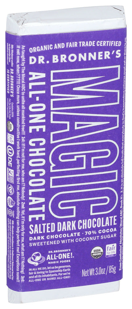 Dr. Bronner's, Magic All-one Chocolate, Salted Dark Chocolate, 3 Oz