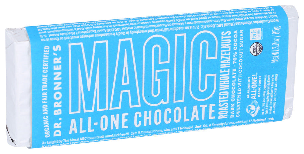 Dr. Bronner's, Magic All-one Chocolate, Roasted Whole Hazelnut Dark Chocolate, 3 Oz