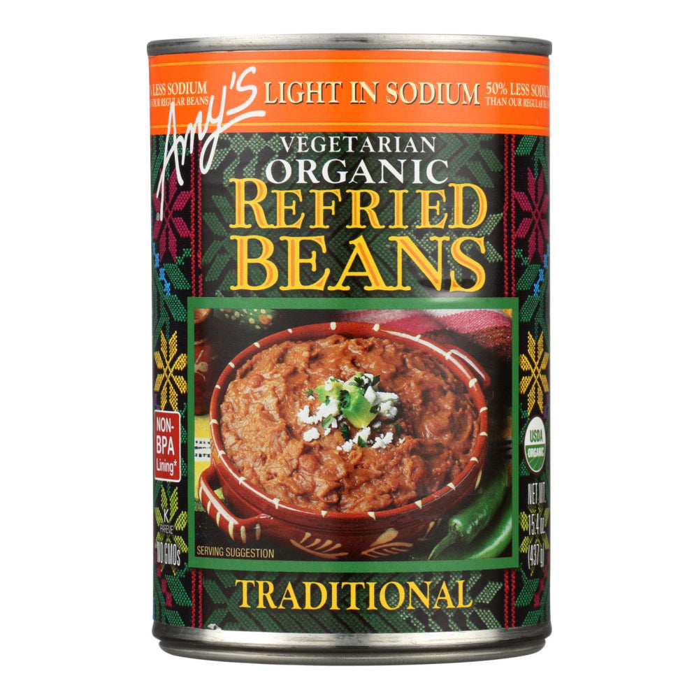 Amy's, Organic Light Sodium Traditional Vegetarian Refried Beans, 15.4 Oz