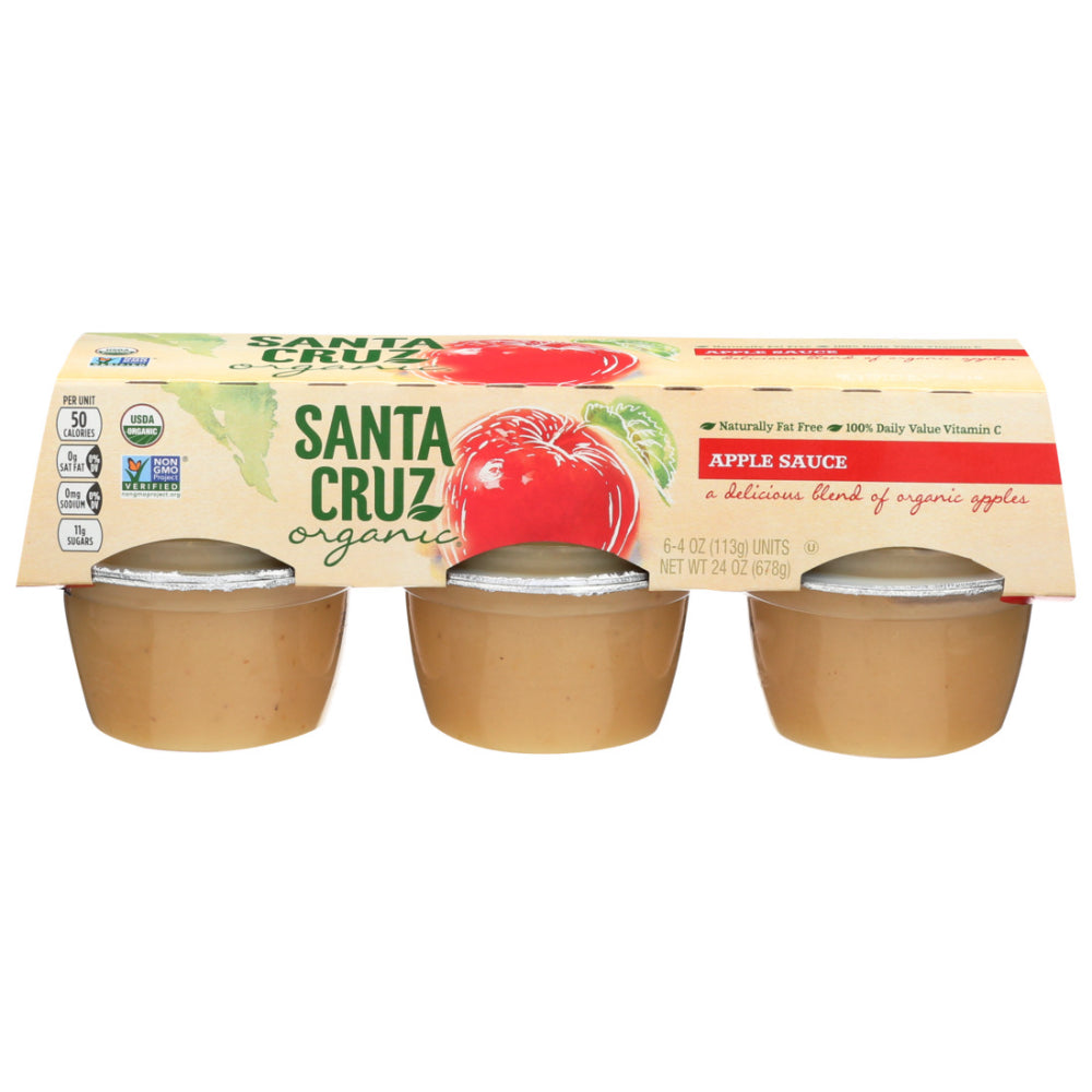 Santa Cruz Organic, Organic Apple Sauce Cups, Pack of 6/4 Oz