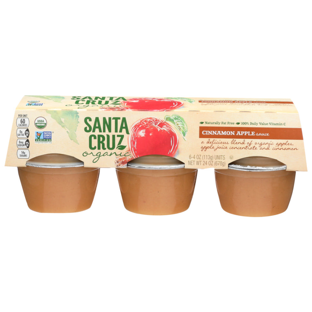 Santa Cruz Organic, Organic Cinnamon Apple Sauce Cups, Pack of 6/4 Oz